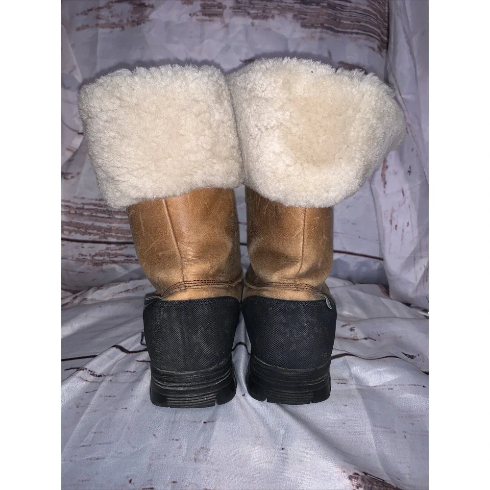 Ralph Lauren Quinta Duck Australian Shearling Boots Brown‎ Women's Size 7.5